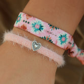 Bracelet fluffy light pink silver
